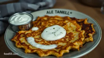 How to Make Crispy Shabbanukkah Latkes with Herbed Yogurt Sauce recipe card