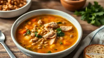 Simmered Turkey Soup with Lentils & Kale