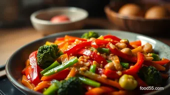 How to Make My Grandma's Delicious Vegetable Stir-Fry with Peanut Sauce recipe card