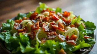 Warm Wilted Lettuce Salad with Bacon and Garlic: A Simple Garden Delight recipe card