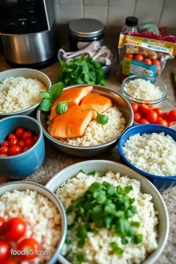 Pesto-Coated Salmon and Rice Bowls ingredients