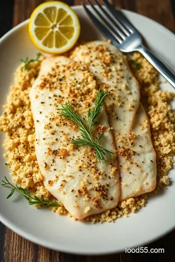 Baked Walleye Fillets with a Zesty Lemon-Dill Crust presentation