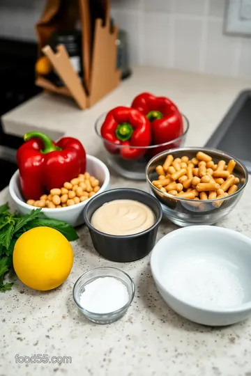 Creamy Roasted Red Pepper Hummus ingredients