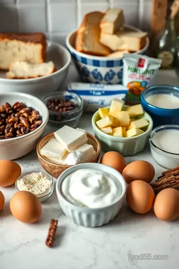Classic British Bread and Butter Pudding ingredients