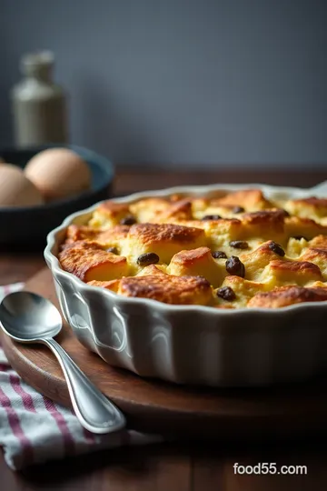 Classic British Bread and Butter Pudding presentation