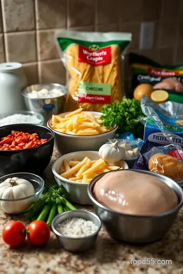 Creamy Garlic Chicken and Spinach Pasta ingredients