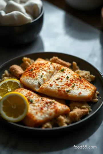Crispy Lemon Herb Orange Roughy presentation