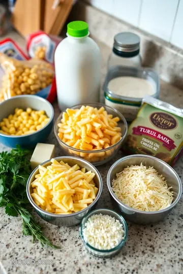 Decadent Gourmet Mac and Cheese with Truffle Oil and Gruyère ingredients