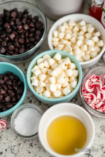 Easy Christmas Chocolate Peppermint Bark ingredients