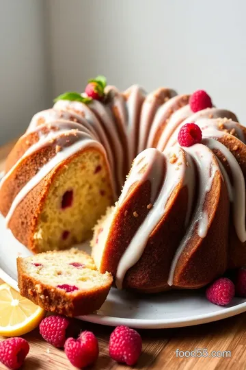 Gluten-Free Bundt Cake with Lemon and Raspberries presentation