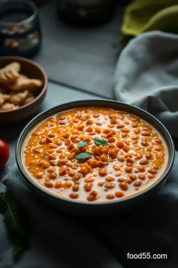 Lentil Delight: Creamy Dahl Soup presentation