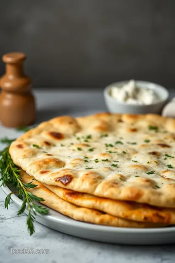 Lavash Bread with Cream Cheese and Green Herbs presentation