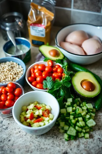 Roam Diet Quinoa Power Bowl with Grilled Chicken and Avocado ingredients