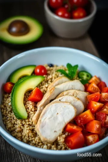 Roam Diet Quinoa Power Bowl with Grilled Chicken and Avocado presentation