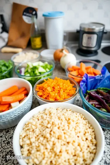 Texturized Vegetable Stir-Fry with Quinoa ingredients