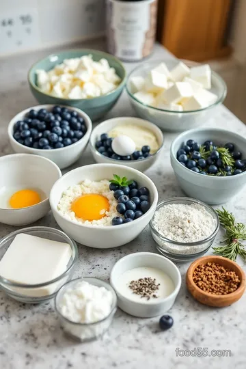 Savory Blueberry Pizza with Prosciutto and Gorgonzola ingredients