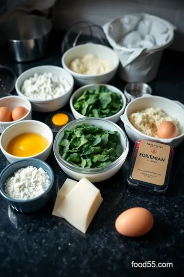 Savory Creste di Gallo with Ricotta and Spinach ingredients