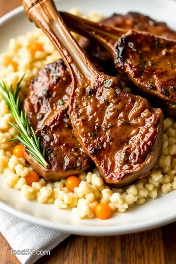 Garlic and Herb Lamb Chops with Dried Apricot Couscous presentation