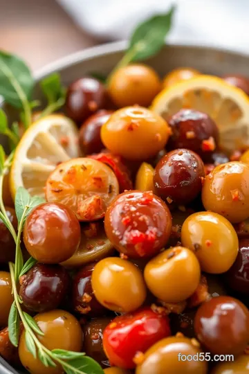 Spicy Marinated Olives with Aleppo Pepper presentation