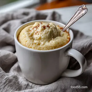 3 Ingredient Mug Cake: Vanilla Cake in 4 Minutes Recipe Card
