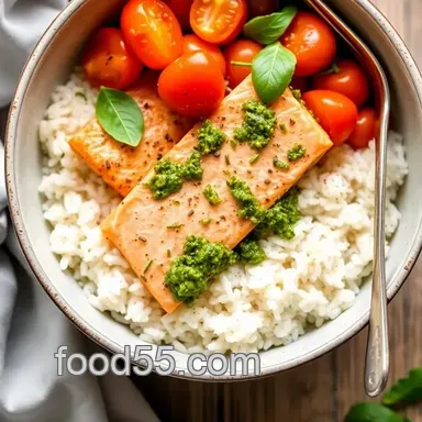 Easy & Juicy Air Fry Pesto Salmon Delicious Bowls in 30: My Family's Favorite! Recipe Card