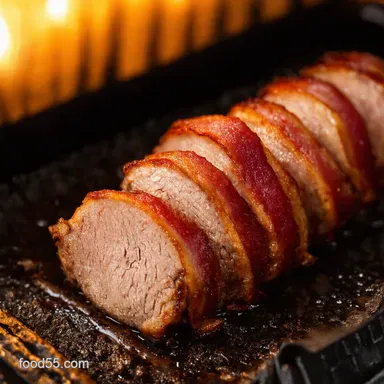 Air Fryer Bacon Wrapped Pork Tenderloin Ready in Minutes Recipe Card