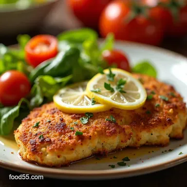 My Easy Air Fryer Chicken Milanese with Bright Mediterranean Salad Recipe Card