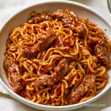 Asian Beef Ramen in 25 Minutes Recipe Card