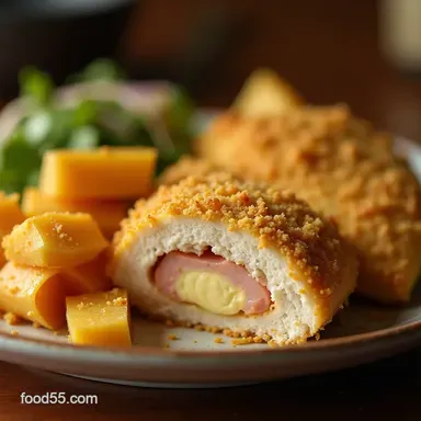 Easy Baked Chicken Cordon Bleu Recipe Golden Crispy Recipe Card