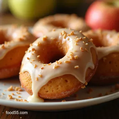 Easy DonutShaped Apple Snacks Baked Apple Donuts with CinnamonYogurt Glaze Recipe Card
