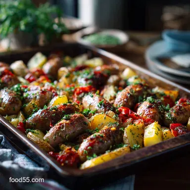 Rustic Italian Baked Sausage and Potato Sheet Pan Dinner