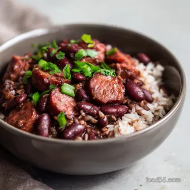 Big Easy red beans and rice with Andouille A Family Favorite Recipe Card