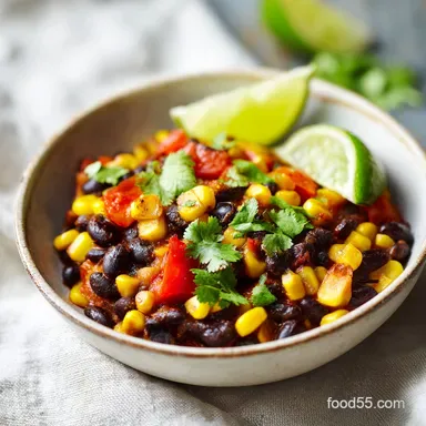 Black Bean Corn Vegetarian Tacos for 4 Servings Recipe Card