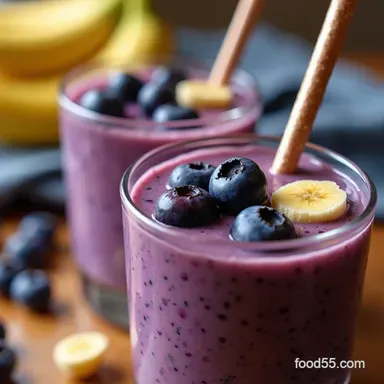 5Minute Blueberry Banana PB Smoothie Best Breakfast Fuel Recipe Card