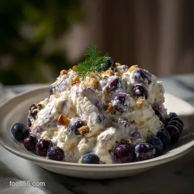 Blueberry Fluff Salad: Creamy & Fruity Dessert Recipe Card