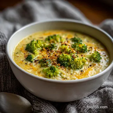 Rich Broccoli Cheddar And Rice Soup Ready in 45 Minutes Recipe Card