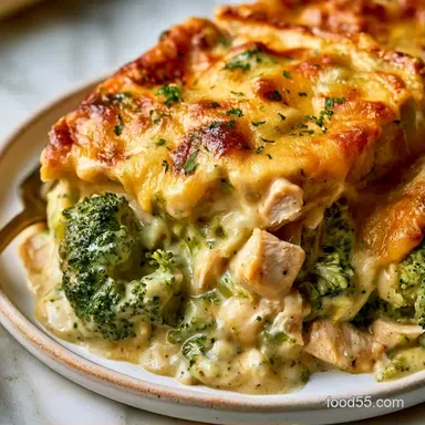 Broccoli Chicken Casserole with Noodles Recipe Card