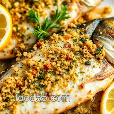 How to Broil Loup de Mer with Zesty Herb Crust: A Deliciously Easy Dinner! Recipe Card