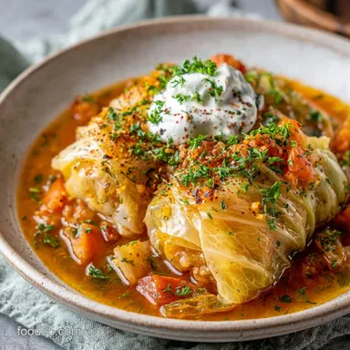 Cabbage Roll Soup: A Hearty One-Pot Recipe for 6 Servings Recipe Card