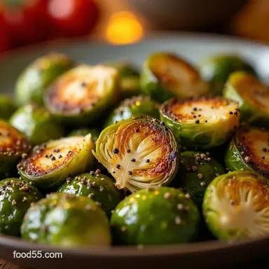 Crispy Cacio e Pepe Brussels Sprouts Recipe Roasted Sides Recipe Card