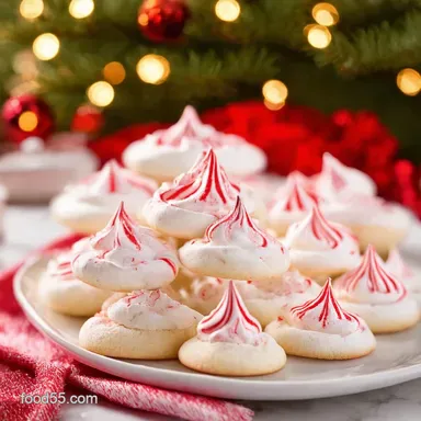 Peppermint Meringue Cookies CandyCane Kiss My Easy Holiday Treat Recipe Card