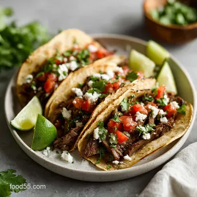 Carne Asada Tacos for 5 Servings: Grilled and Tender Recipe Card