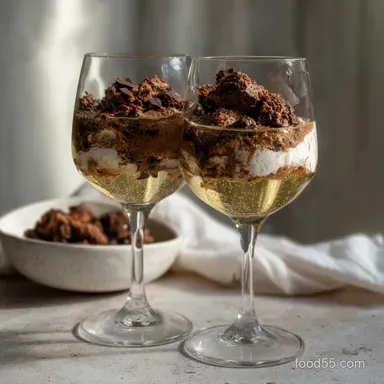 New Year Party Dessert Recipe with Champagne and Chocolate Recipe Card