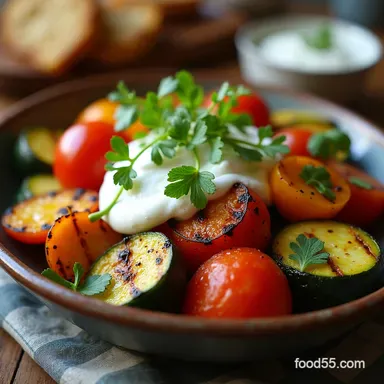 Charred Summer Grilled Vegetable Platter with Yogurt My Easy Mezze Recipe Card