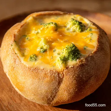 Homemade Bread Bowl Recipe: Cheddar & Broccoli Soup! Recipe Card