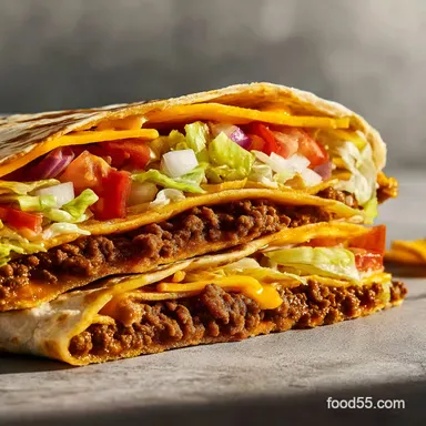 Cheeseburger Crunch Wrap Supreme Taco Bell at Home Recipe Card