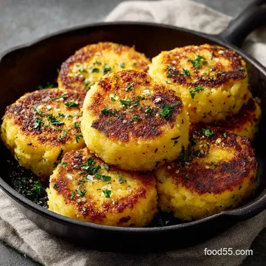 Golden Crusted Oven Baked Mashed Potato Cakes Easy Leftover Dish Recipe Card