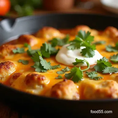 Easy Cheesy Rotisserie Chicken Enchilada Skillet Bake Recipe Card