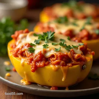 Cheesy Baked Spaghetti Squash Boats Weeknight Comfort Recipe Card
