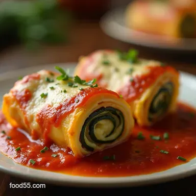 Little Rolls of Delight ThreeCheese Zucchini Stuffed Lasagna Rolls Recipe Card